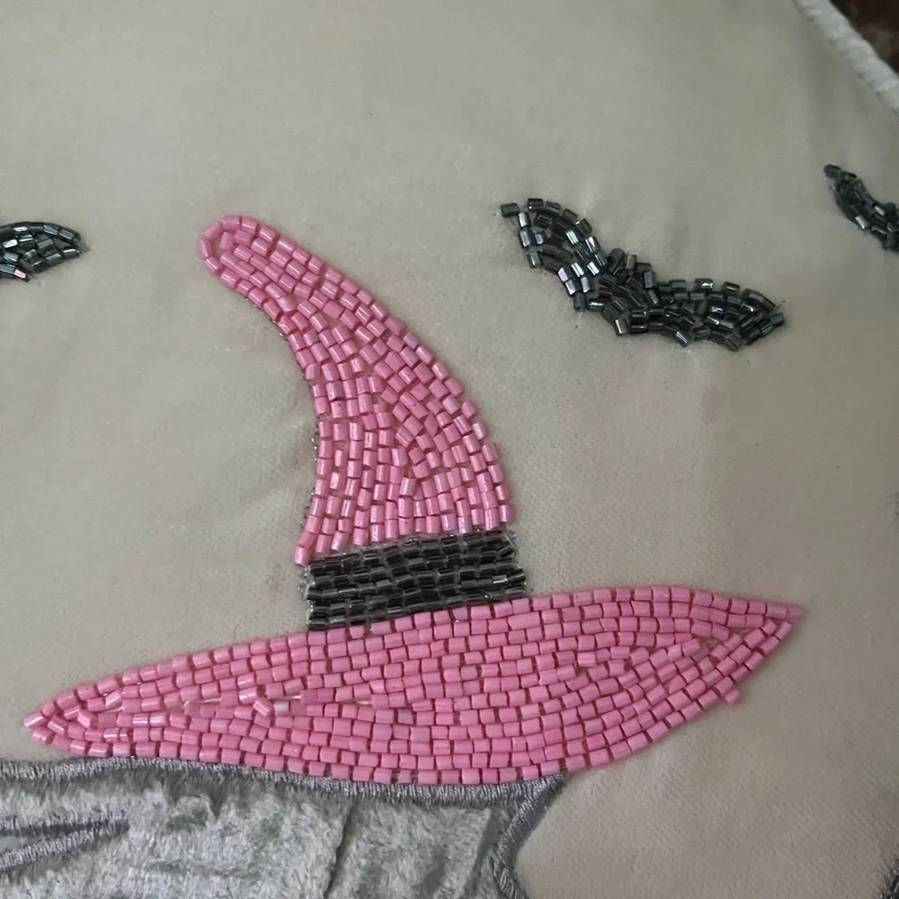 Rachel Zoe, witches pillow, so adorable beaded, and velvet new with tags